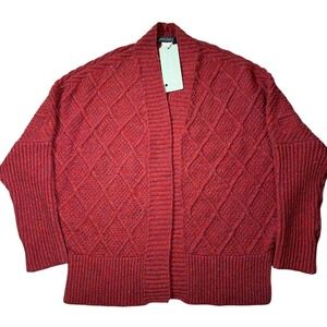 Irelands Eye Women's Brome Sunset Red‎ Cardigan Sweater Wool Silk Cotton Size M